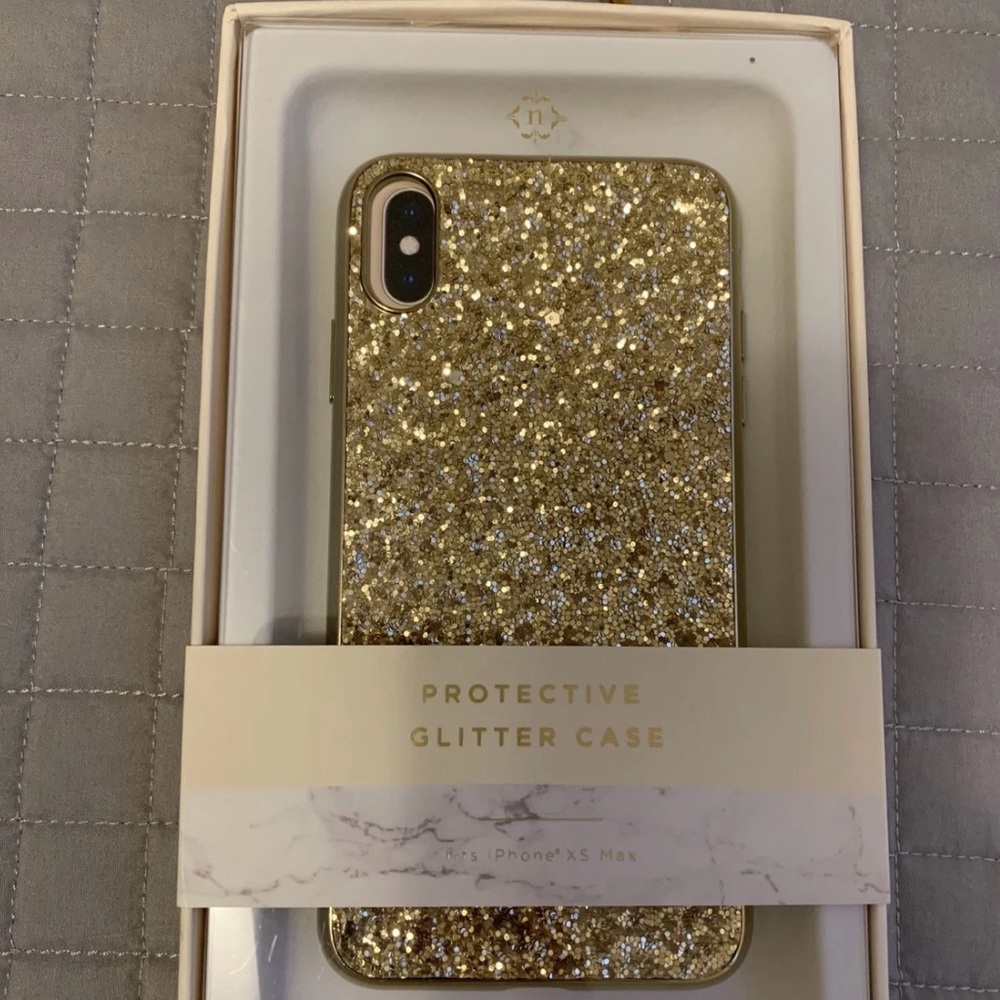 New Nanette Lepore Gold Protective Glitter Case Fits iPhone XS Max, 1 Piece